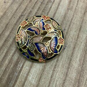 Vintage Cloisonné Multicolored Butterfly Pin